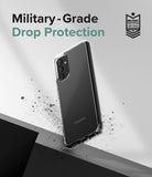Galaxy A13 5G Case | Fusion - Clear phone case on a Galaxy A13 with debris, highlighting military-grade drop protection.