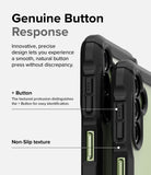 Galaxy A14 Case | Fusion-X - Close-up of phone case buttons highlighting textured plus button and non-slip side grip design.