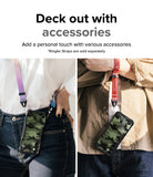Galaxy A14 Case | Fusion-X - Two people wearing camouflage phone cases attached to colorful neck and wrist straps.