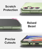 Galaxy A14 Case | Fusion - Three close-up views showing scratch protection, raised bezels, and precise port cutouts.