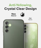 Galaxy A14 Case | Fusion - Comparison of a clear, pristine phone case versus an old, yellowed, and scratched case.