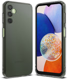 Galaxy A14 Case | Fusion - Front and back view of a Samsung Galaxy A14 in a clear, protective Ringke Fusion phone case.