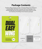 Galaxy A21s Screen Protector | Dual Easy Film - Galaxy A21s Screen Protector - Package contents including two screen protectors, cleaning wipe, cloth, and squeegee card.