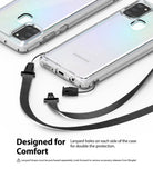 Galaxy A21s Case | Fusion - Clear phone case with dual lanyard attachment points and detachable black straps.