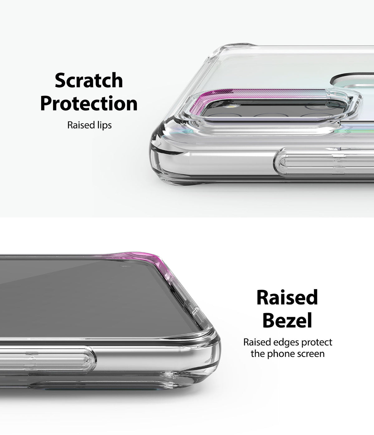 Galaxy A21s Case | Fusion - Clear phone case showing raised lips around the camera and screen for scratch protection.