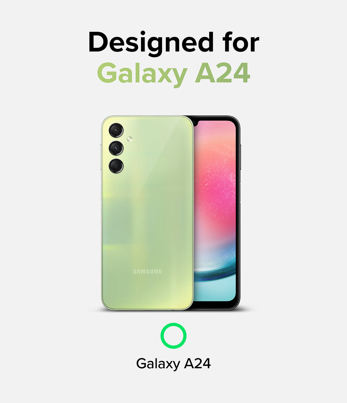 Galaxy A24 4G(LTE) Case | Fusion - Clear - Light green Samsung Galaxy A24 smartphone shown from front and back.