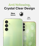 Galaxy A24 4G(LTE) Case | Fusion - Clear - Comparison of a clear, pristine phone case versus a yellowed, scratched one.