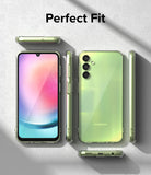 Galaxy A24 4G(LTE) Case | Fusion - Clear - Multiple views of a light green phone in a clear case with Perfect Fit text.