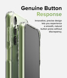 Galaxy A24 4G(LTE) Case | Fusion - Clear - Close-up of a clear phone case on a green phone highlighting precise buttons.