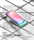 Galaxy A24 4G(LTE) Screen Protector | Full Cover Glass (2 Pack) - Galaxy A24 4G(LTE) Screen Protector - A smartphone with a colorful screen display surrounded by multiple white phone outlines.