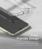 Galaxy A24 4G(LTE) Screen Protector | Full Cover Glass (2 Pack) - Galaxy A24 4G(LTE) Screen Protector - Tempered glass screen protector hovering above a smartphone inside a clear case.