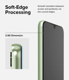 Galaxy A24 4G(LTE) Screen Protector | Full Cover Glass (2 Pack) - Galaxy A24 4G(LTE) Screen Protector - Close-up of a smartphone with 2.5D curved edges and smooth screen protector transition.