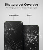 Galaxy A24 4G(LTE) Screen Protector | Full Cover Glass (2 Pack) - Galaxy A24 4G(LTE) Screen Protector - Comparison showing tempered glass holding shards together versus shattered glass.