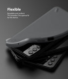 Galaxy A32 5G Case | Onyx - A flexible, matte black TPU phone case being peeled away from a Galaxy A32 smartphone.