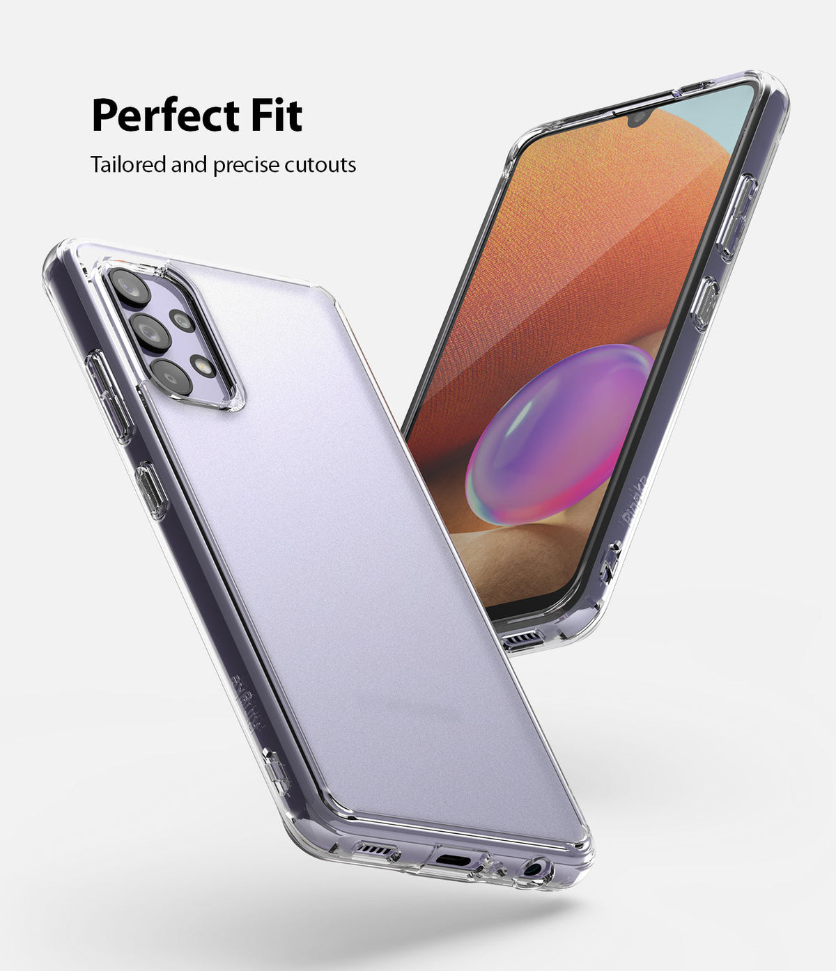 Galaxy A32 4G Case | Fusion - Clear phone case showing precise cutouts for camera, buttons, and ports on a Galaxy A32.