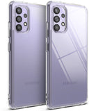 Galaxy A32 4G Case | Fusion - Two lavender Samsung Galaxy A32 phones in clear protective cases shown from the back.