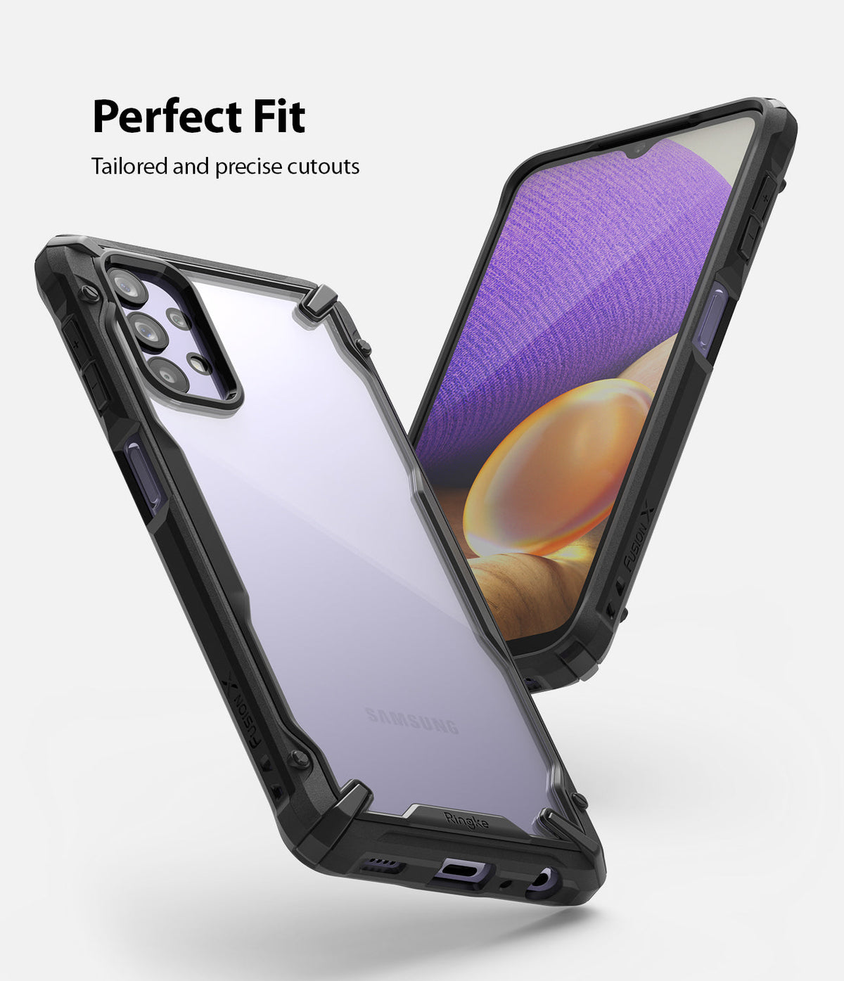 Galaxy A32 5G Case | Fusion-X - Black protective phone case with clear back and precise cutouts for Samsung Galaxy A32 5G.