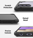 Galaxy A32 5G Case | Fusion-X - Three close-up views showing scratch protection, raised bezels, and precise port cutouts.