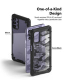 Galaxy A32 5G Case | Fusion-X - Two Samsung Galaxy A32 5G phones with black and camo black Fusion-X protective cases.