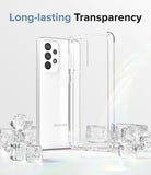 Galaxy A33 5G Case | Fusion - Clear phone case next to a white Samsung phone surrounded by ice cubes on a white surface.