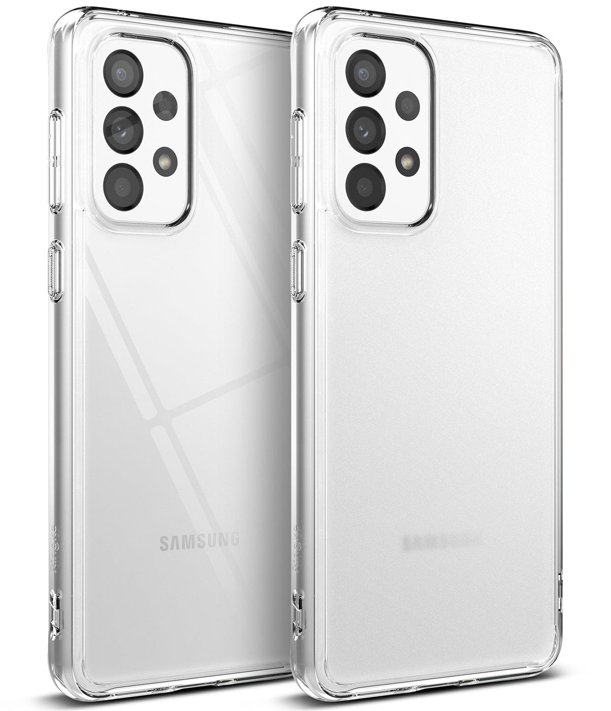 Galaxy A33 5G Case | Fusion - Two clear protective cases for Samsung Galaxy A33 5G shown from the back with camera cutouts.