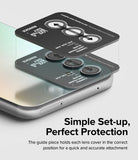 Galaxy A14/A24/A34 Camera Lens Protector | Camera Lens Frame Glass - Galaxy A14/A24/A34 Camera Lens Protector - A guide frame aligning three circular glass lens covers onto a phone camera.