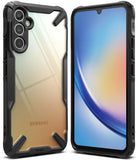 Galaxy A34 Case | Fusion-X - Samsung Galaxy A34 in a rugged black Fusion-X case showing both the clear back and front screen.