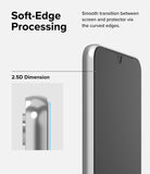 Galaxy A34 5G Screen Protector | Full Cover Glass - Galaxy A34 5G Screen Protector - Close-up of a smartphone with a 2.5D curved-edge glass screen protector.