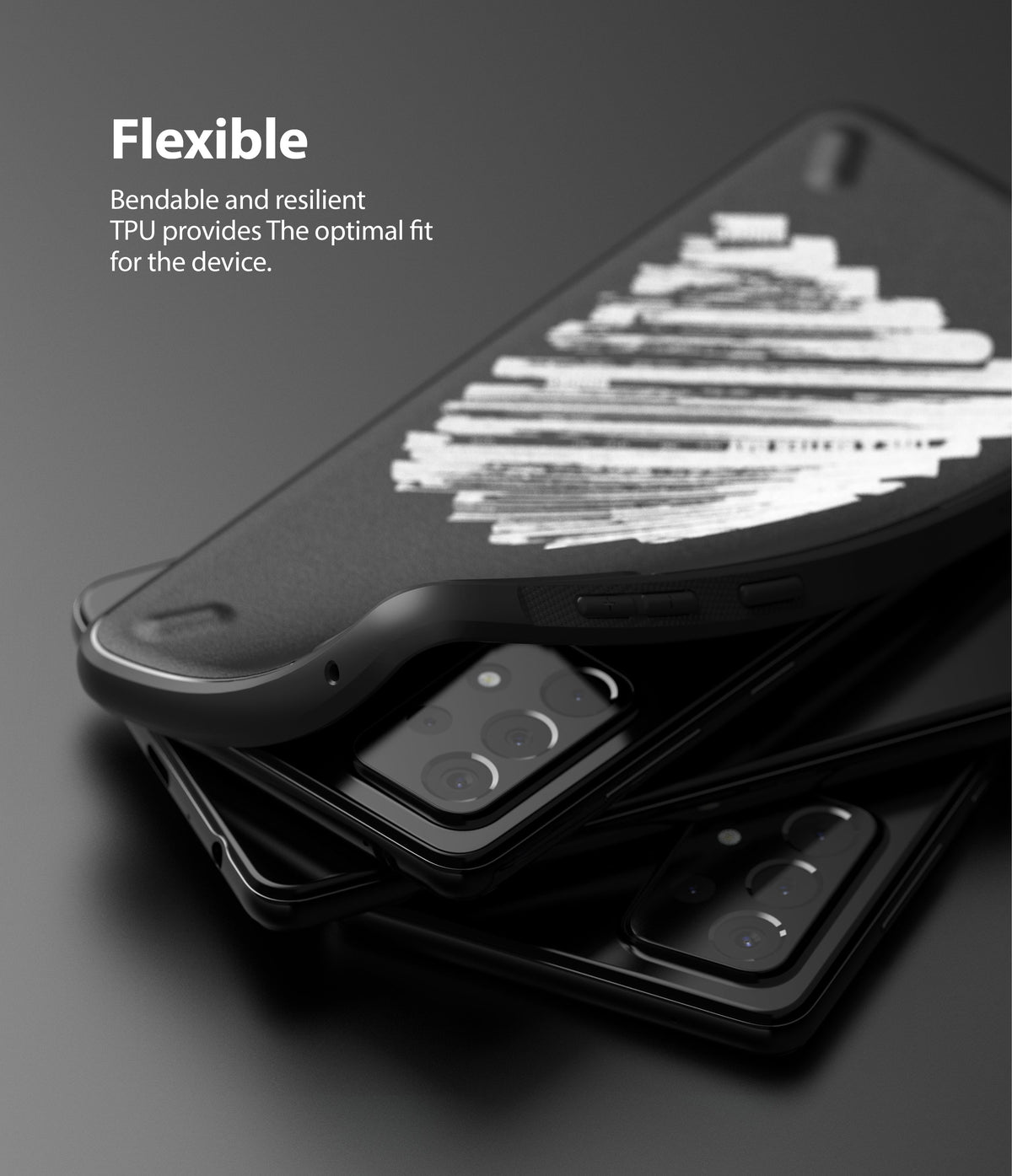 Galaxy A52 5G / 4G Case | Onyx Design - Flexible black TPU phone case being peeled off a Galaxy A52 device.
