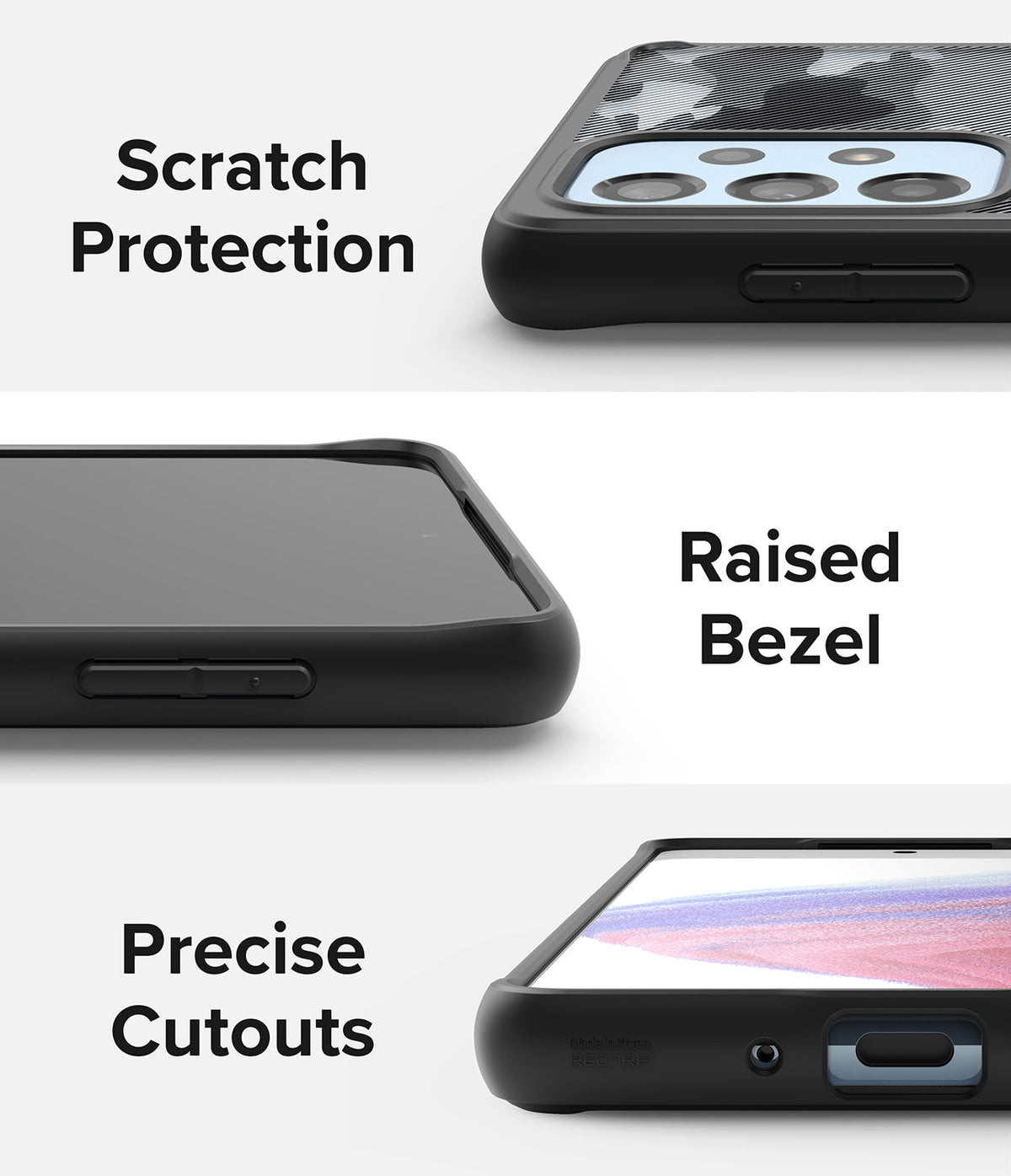 Galaxy A53 5G Case | Fusion - Close-ups showing scratch protection, raised screen bezels, and precise port cutouts.
