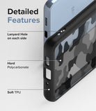 Galaxy A53 5G Case | Fusion - Close-up of phone case highlighting lanyard holes, hard polycarbonate back, and soft TPU frame.
