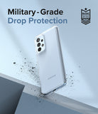 Galaxy A53 5G Case | Fusion - Clear phone case on a Galaxy A53 with military-grade drop protection text and badge.