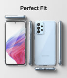 Galaxy A53 5G Case | Fusion - Clear protective case shown from multiple angles on a light blue Samsung Galaxy A53 5G.
