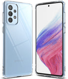 Galaxy A53 5G Case | Fusion - Clear protective case on a light blue Samsung Galaxy A53 5G, showing front and back views.