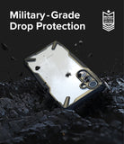 Galaxy A54 Case | Fusion-X - A rugged phone case on rocky terrain with military-grade drop protection text and badge.