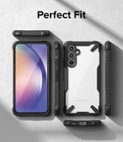 Galaxy A54 Case | Fusion-X - Multiple views of a black protective phone case showing front, back, and side profiles.