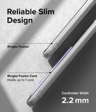 Galaxy A54 Case | Fusion Card - Side view of a slim, clear phone case with a 2.2mm cardholder slot for one card.