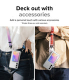 Galaxy A54 Case | Fusion Card - Two people wearing Galaxy A54 phones with card holder cases and colorful neck straps.