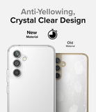 Galaxy A54 Case | Fusion - Comparison of a clear, pristine phone case versus an old, yellowed, and scratched case.