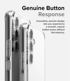 Galaxy A54 Case | Fusion - Close-up of a clear phone case highlighting precise, responsive side buttons and camera cutouts.