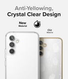 Galaxy A54 Case | Fusion - Comparison of a clear, pristine phone case versus an old, yellowed, and scratched case.
