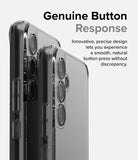 Galaxy A54 Case | Fusion - Close-up of a clear phone case highlighting precise, responsive side buttons on the device.