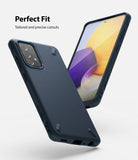 Galaxy A72 Case | Onyx - Navy blue textured phone case shown from back and front angles with precise cutouts.