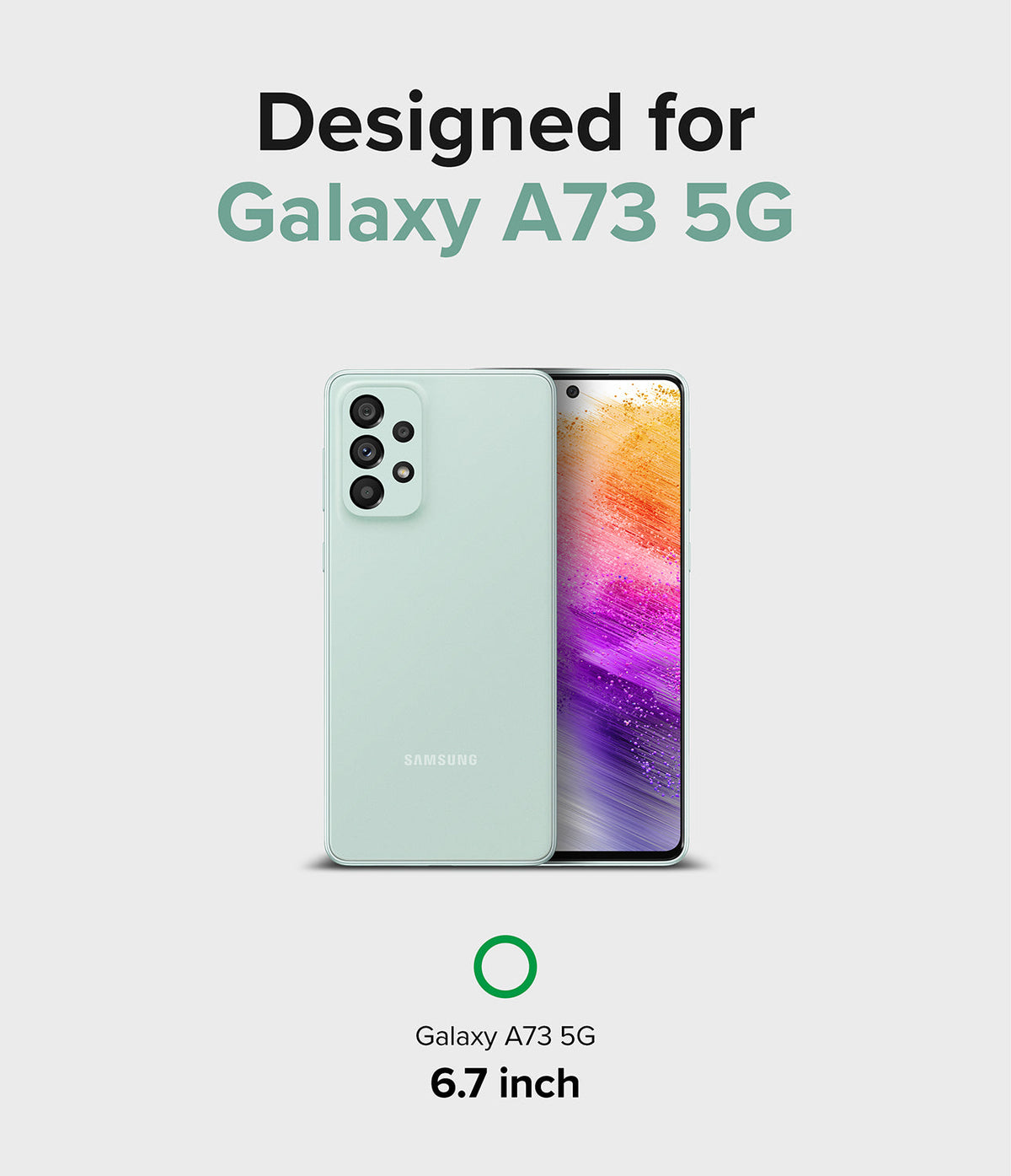 Galaxy A73 5G Case | Fusion - Light green Samsung Galaxy A73 5G phone showing front and back views on a white background.