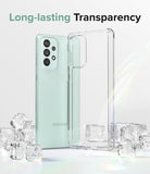 Galaxy A73 5G Case | Fusion - Mint Samsung phone beside a clear protective case surrounded by ice cubes.
