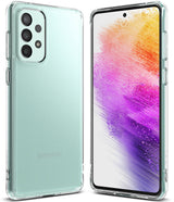 Galaxy A73 5G Case | Fusion - Mint green phone in a clear protective case showing front and back views.