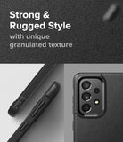 Galaxy A73 5G Case | Onyx - Black phone case with a rugged, granulated texture, side buttons, and camera cutout detail.