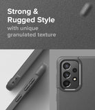 Galaxy A73 5G Case | Onyx - Dark gray phone case with a rugged, granulated texture and detailed camera cutout view.