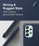 Galaxy A73 5G Case | Onyx - Navy blue phone case with granulated texture, showing side buttons and camera cutout details.