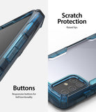 Galaxy A71 Case | Fusion-X - Blue transparent phone case showing responsive side buttons and raised lips for camera protection.